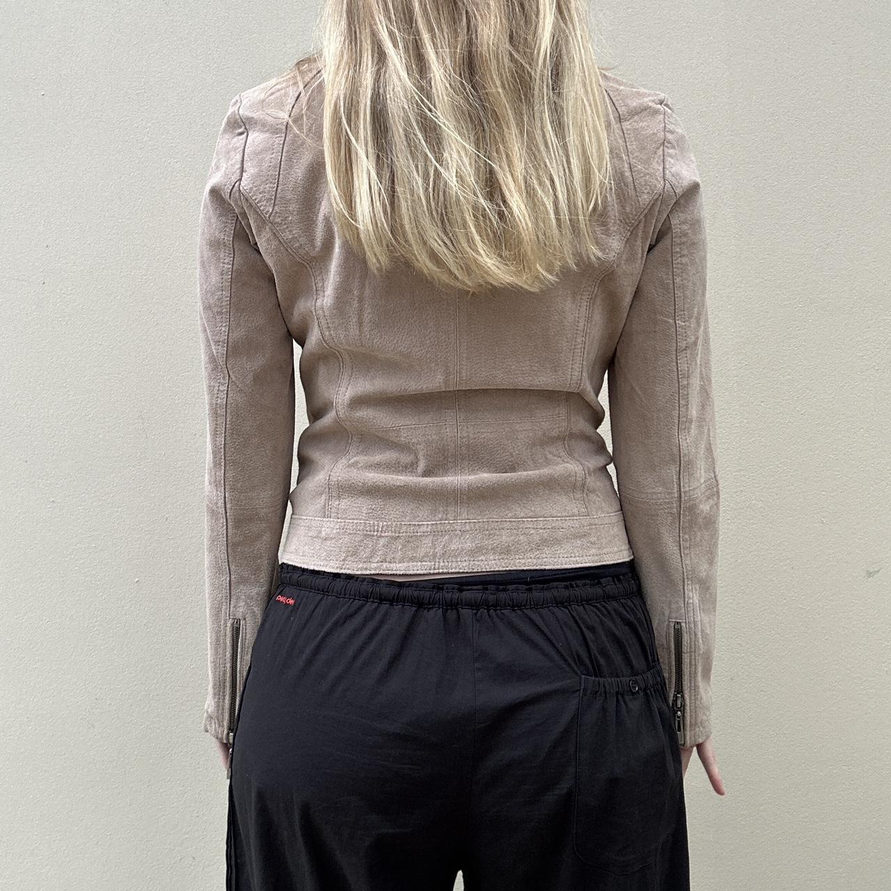 Vintage beige suede biker jacket