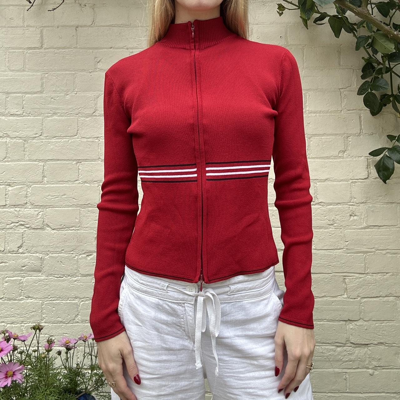 Vintage 00s red double zipper jumper