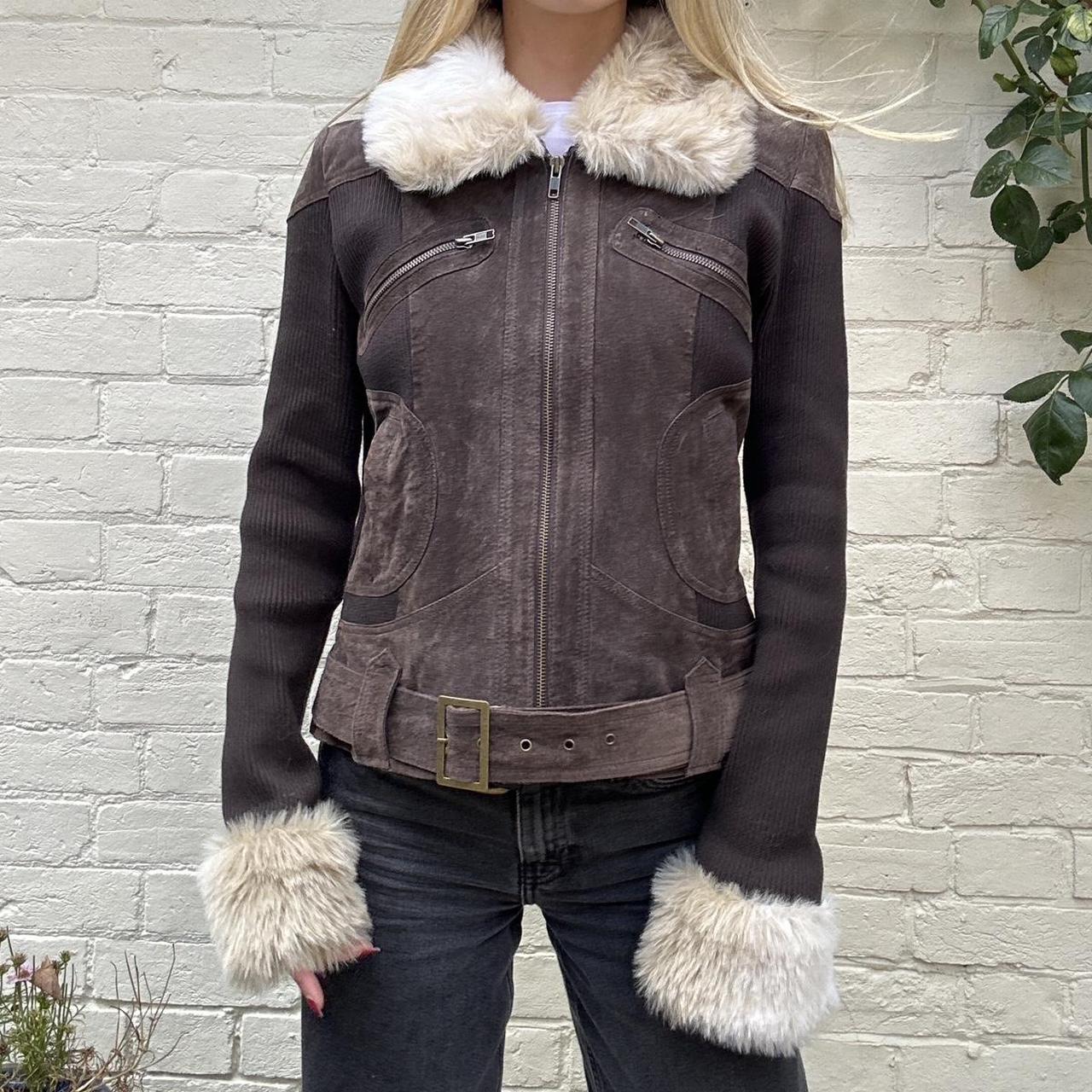 Vintage 00s Jane Norman suede & knit jacket