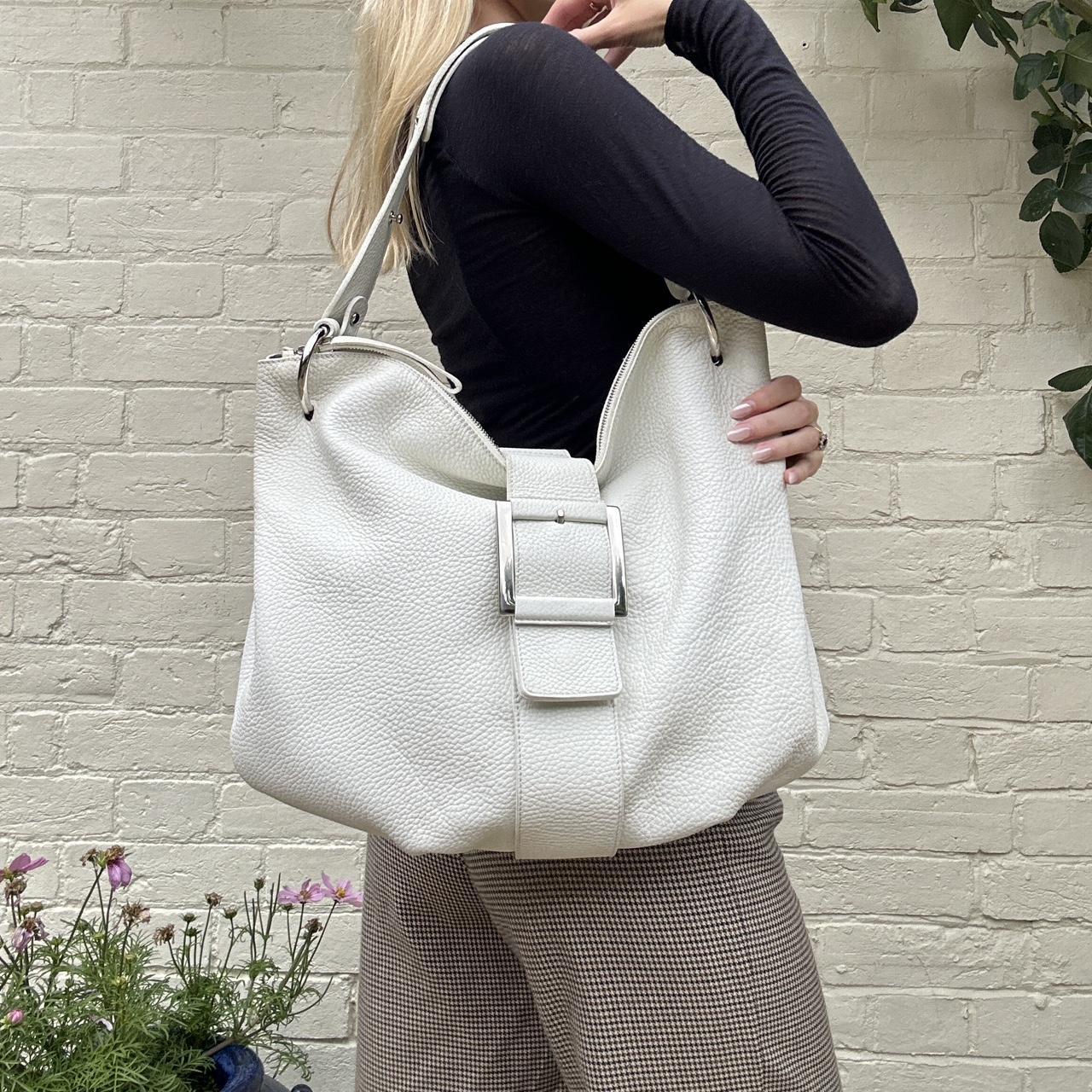 Vintage white leather handbag