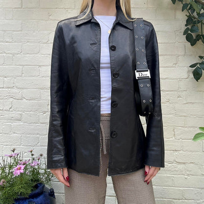 Vintage 90s classic black leather jacket