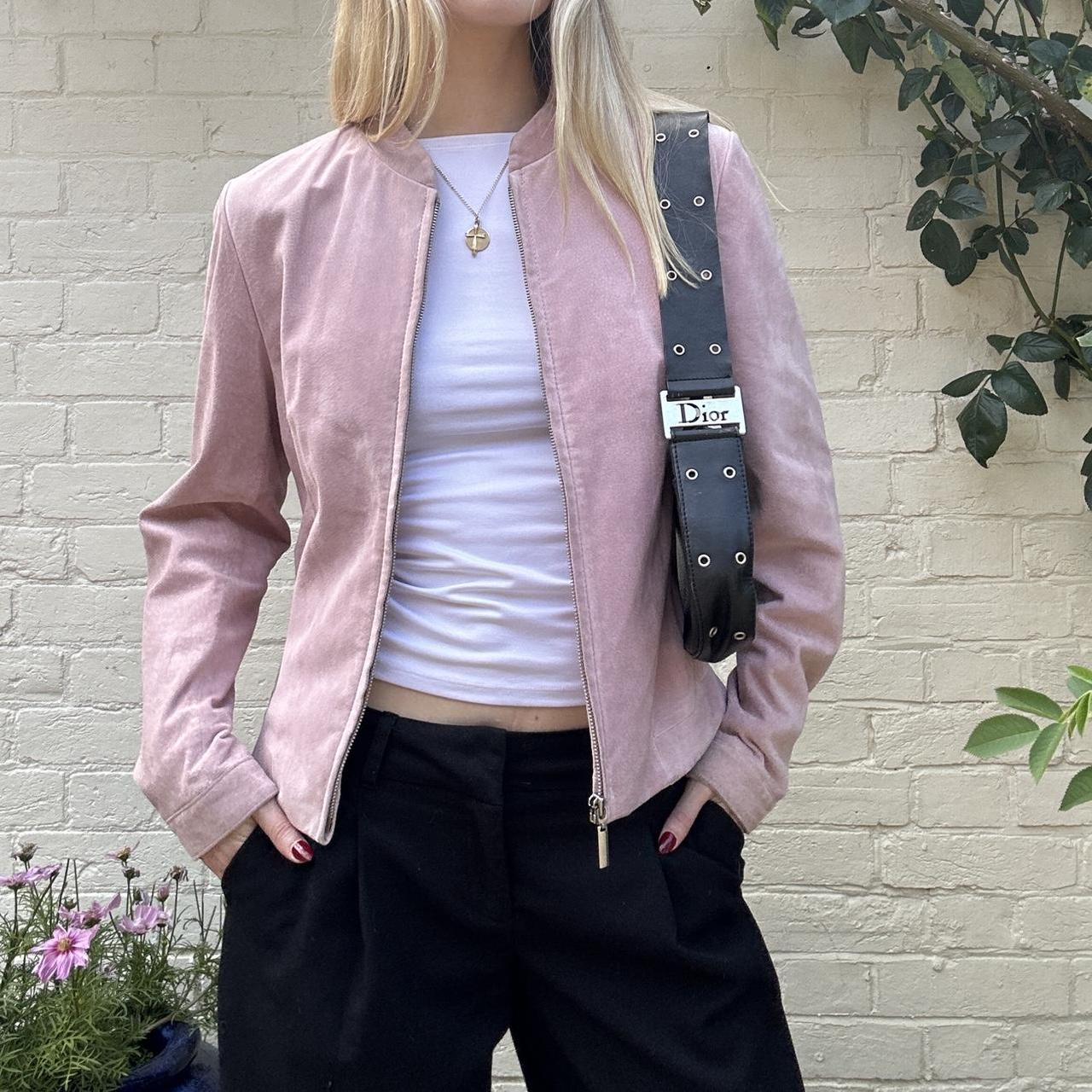 Vintage 00s dusty pink genuine suede jacket