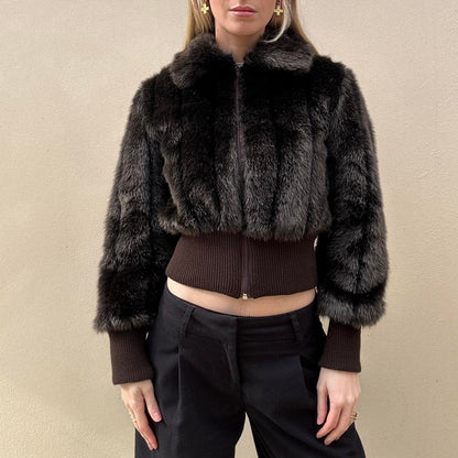 Vintage 90s faux fur bomber jacket