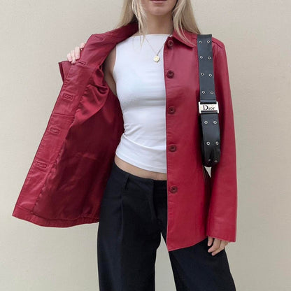 Vintage 00s red leather jacket