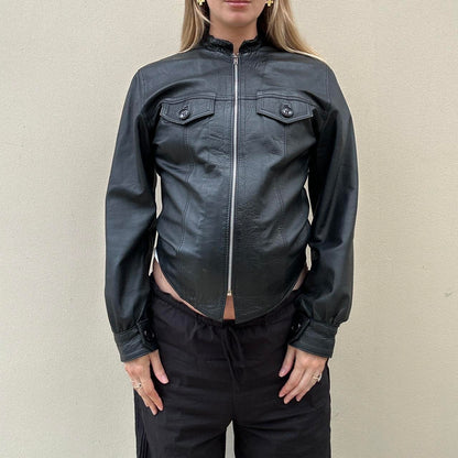 Vintage 00s black leather jacket