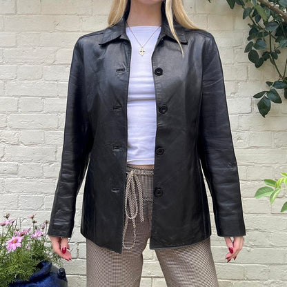 Vintage 90s classic black leather jacket