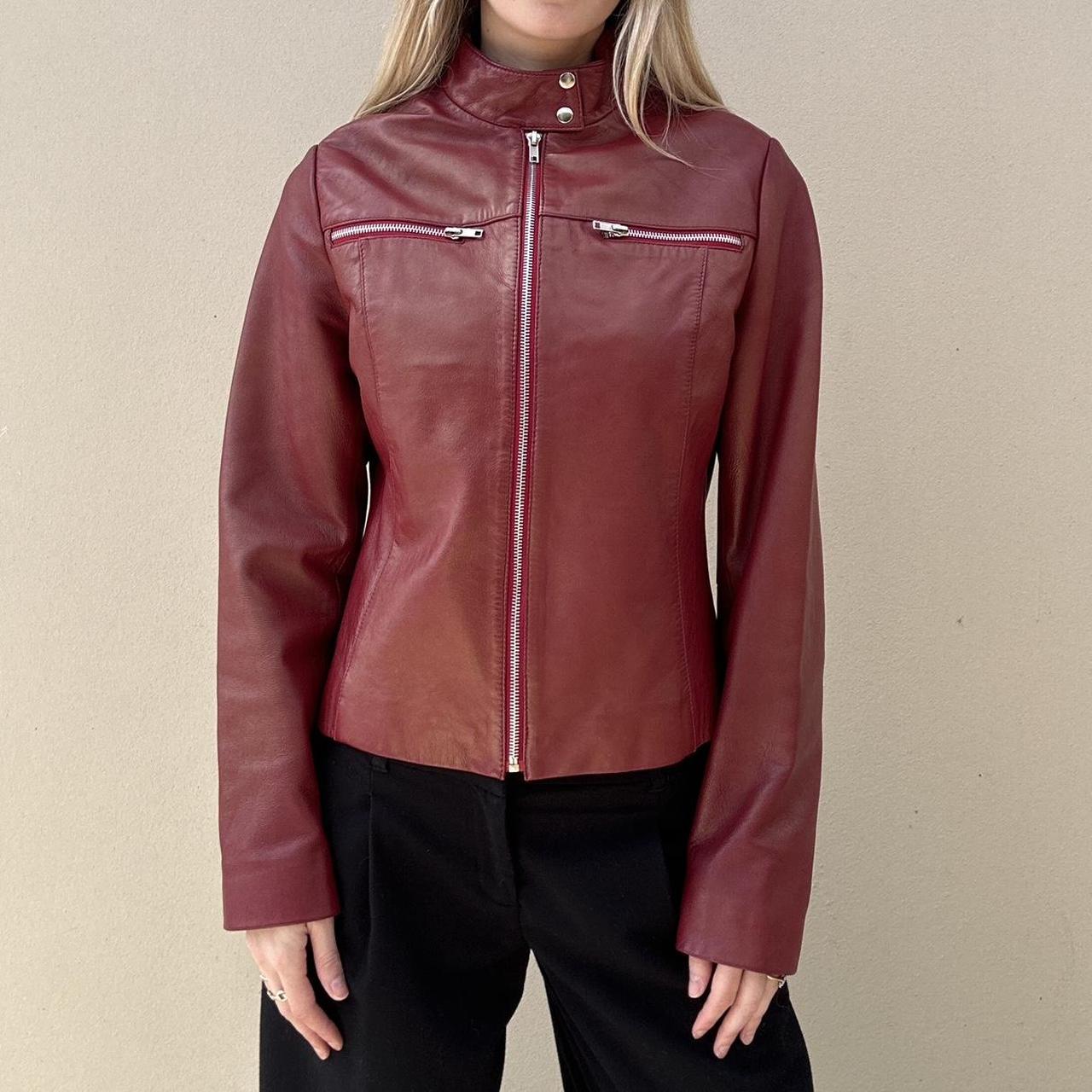 Vintage 00s burgundy leather jacket