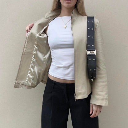 Vintage 00s ivory leather jacket