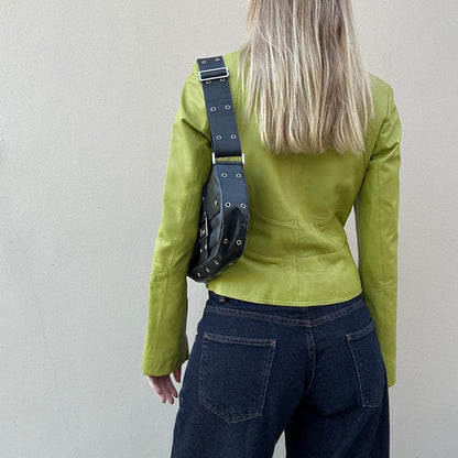Vintage 00s pistachio green leather jacket