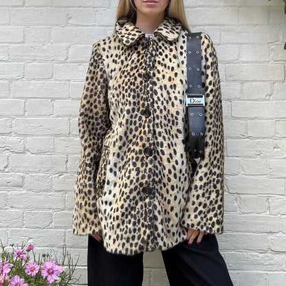 Faux fur leopard coat