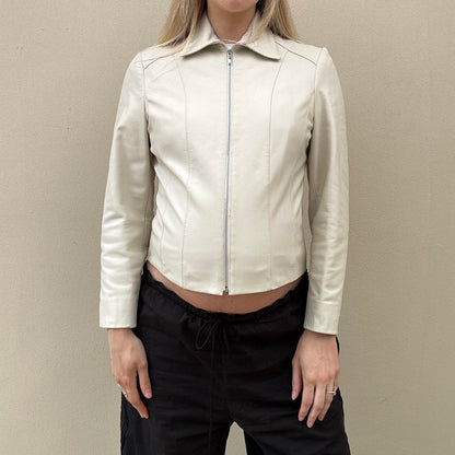Vintage cream leather jacket
