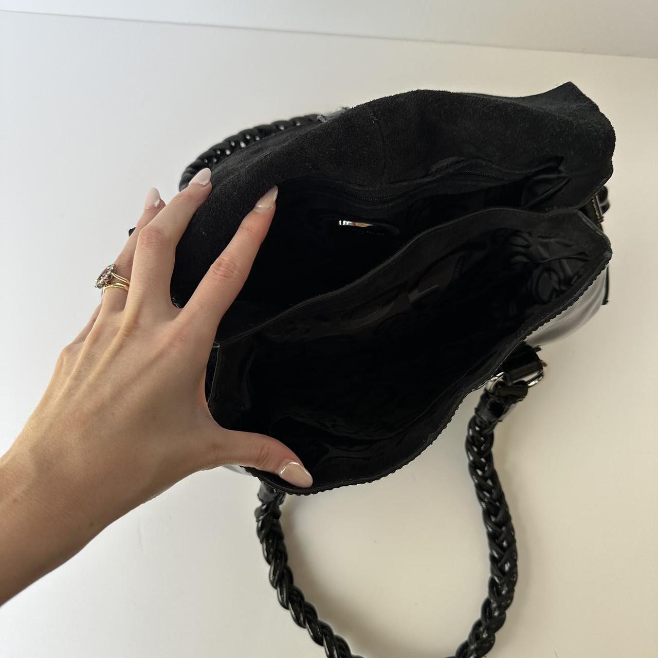 Y2k black patent leather bag