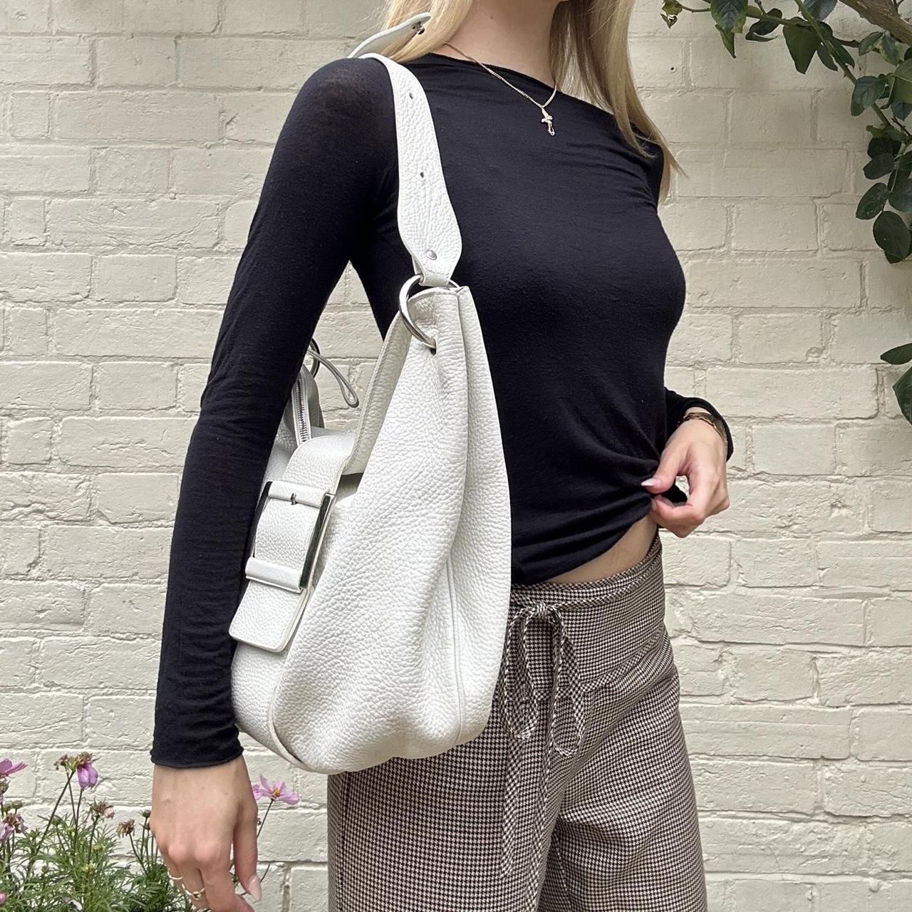 Vintage white leather handbag