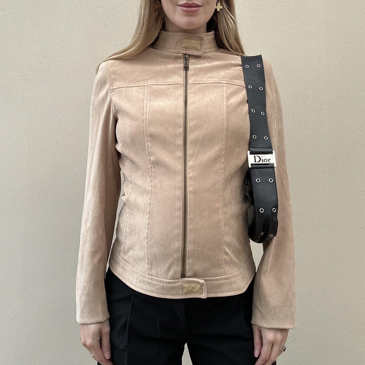 Vintage 00s faux suede biker jacket