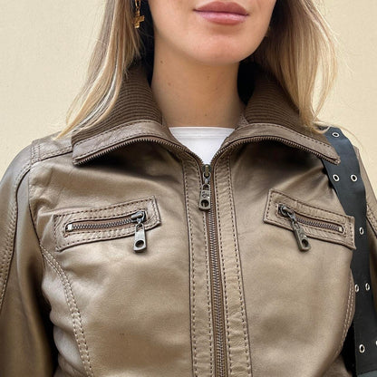 Vintage 00s metallic leather jacket