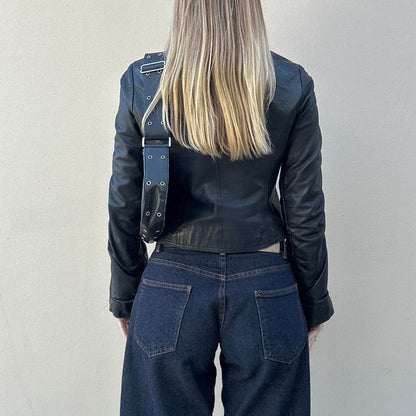 Vintage rutched leather jacket