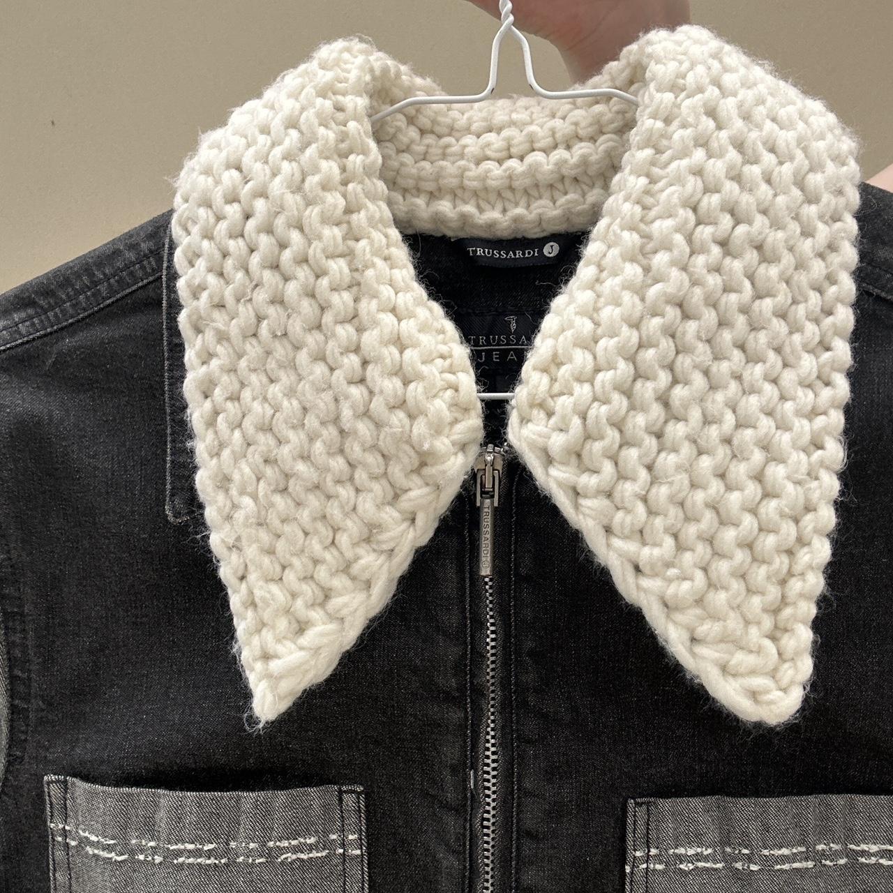 Vintage denim two tone jacket with knit collar