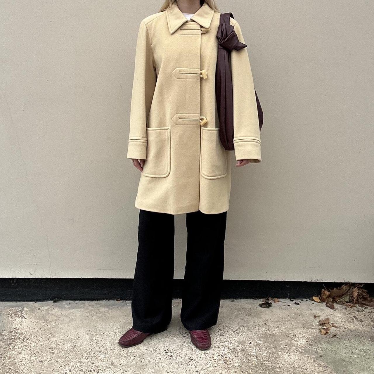 Vintage 90s butter yellow wool & cashmere coat