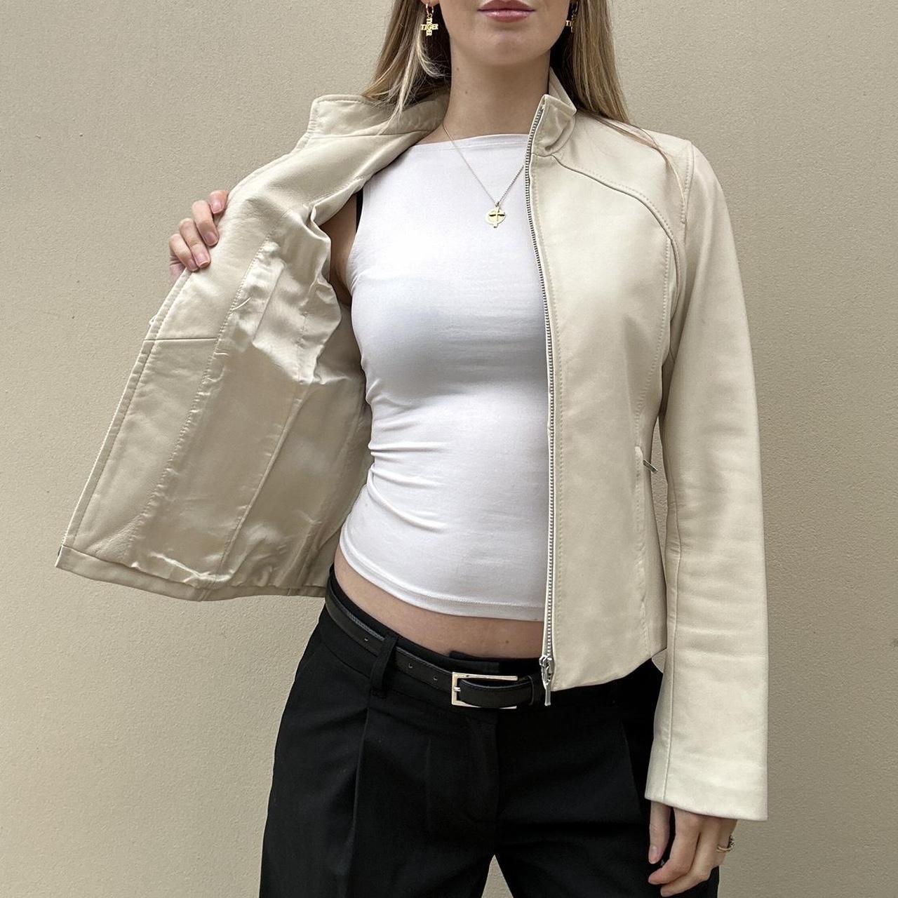 Vintage 00s cream leather jacket