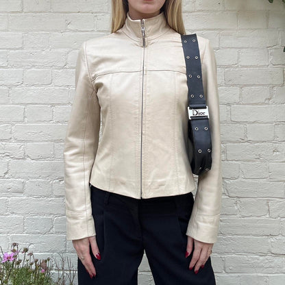 Vintage 00s cream leather jacket