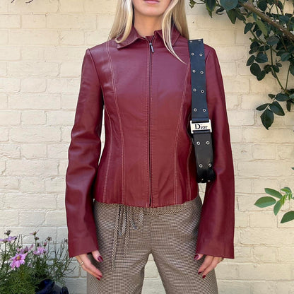 Vintage 00s burgundy leather jacket