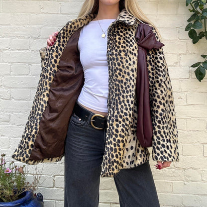 Faux leopard coat