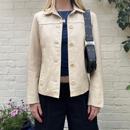 Vintage cream leather jacket