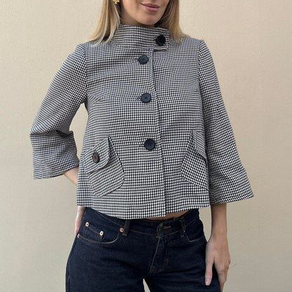 Vintage 00s houndstooth pea coat