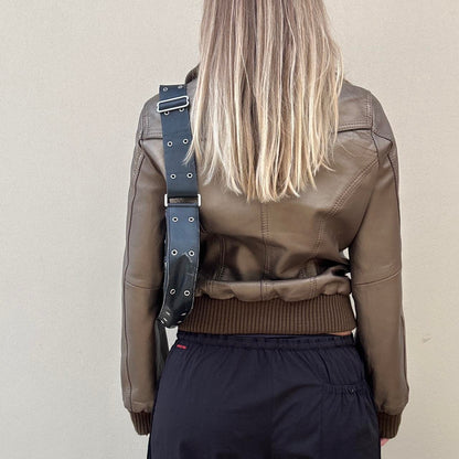 Vintage 00s metallic leather jacket