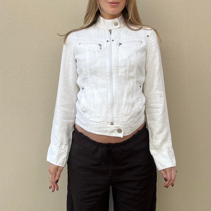 Vintage 00s linen biker jacket
