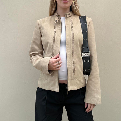 Vintage 00s faux suede biker jacket