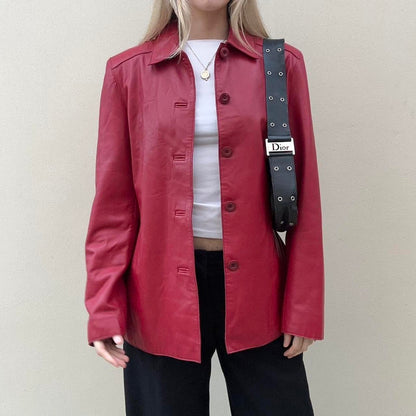 Vintage 00s red leather jacket