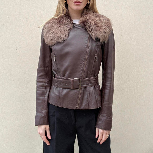 Vintage 00s brown leather jacket