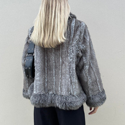 Vintage 00s grey faux fur coat