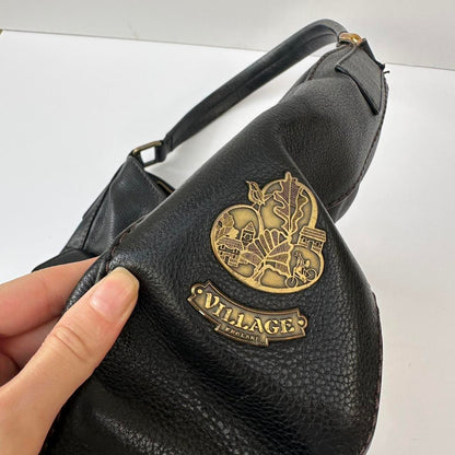 Vintage leather bag with gold horse stirrups detail