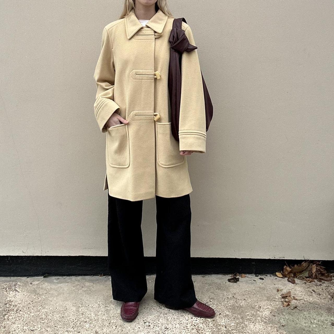 Vintage 90s butter yellow wool & cashmere coat