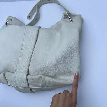 Vintage white leather handbag