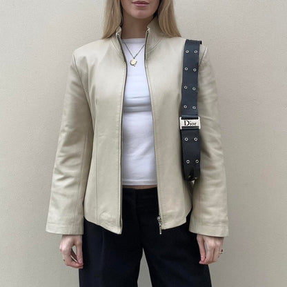 Vintage 00s ivory leather jacket