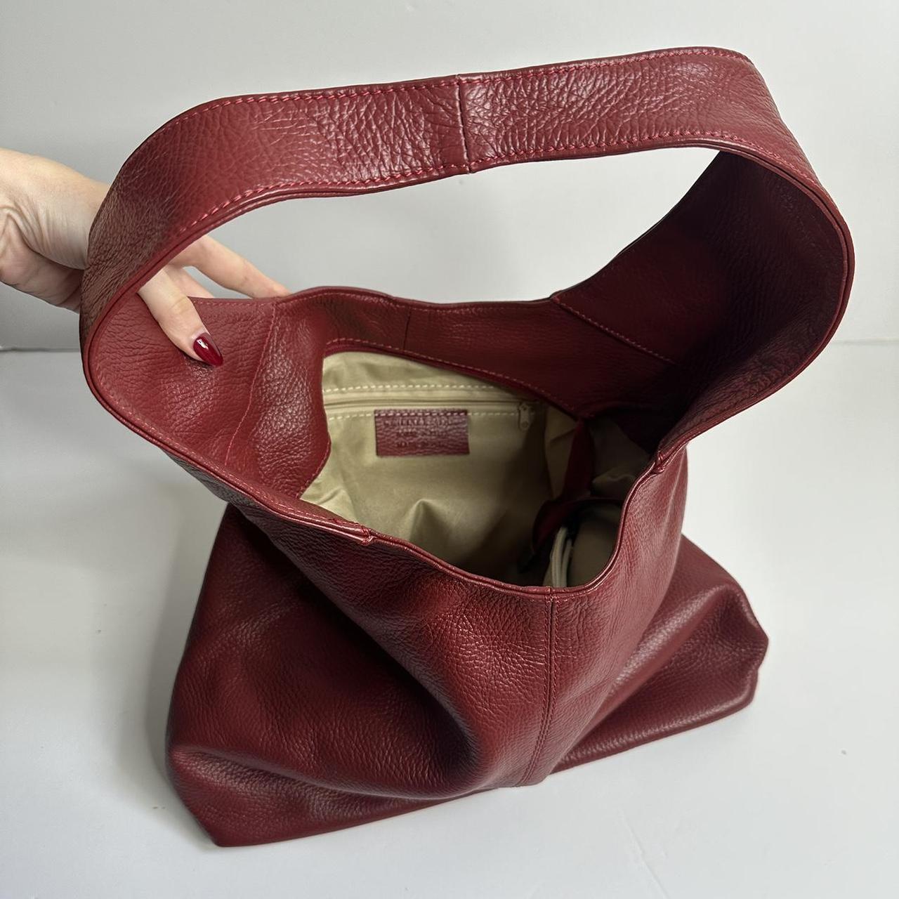 Leather burgundy slouch bag