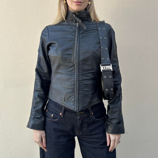 Vintage rutched leather jacket