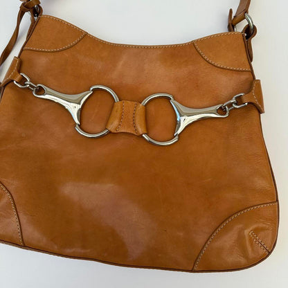 Tan vintage horse bit bag