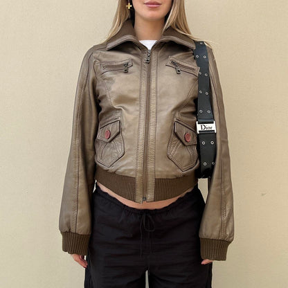 Vintage 00s metallic leather jacket