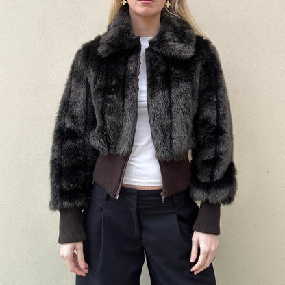 Vintage 90s faux fur bomber jacket