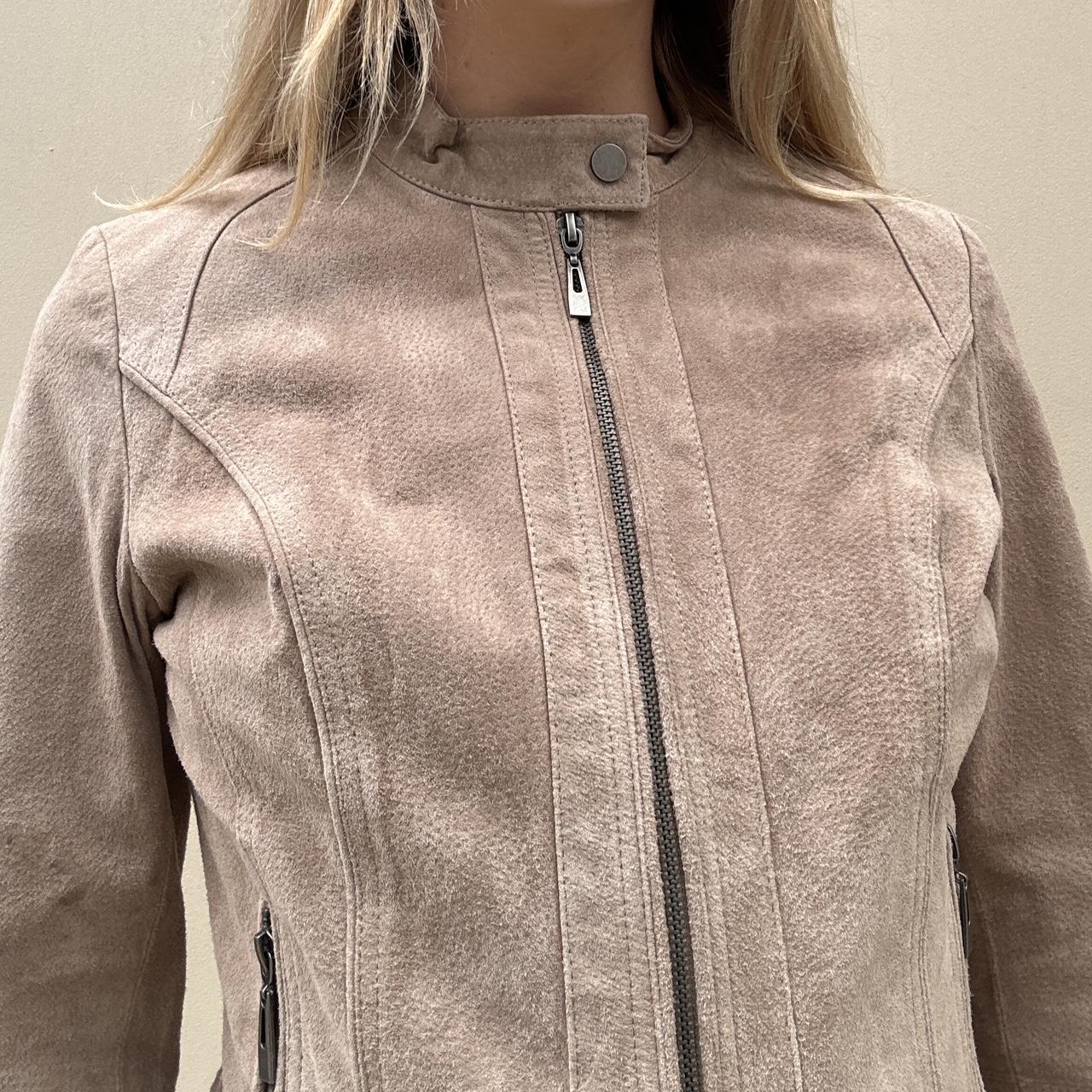 Vintage beige suede biker jacket