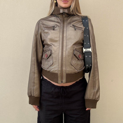 Vintage 00s metallic leather jacket