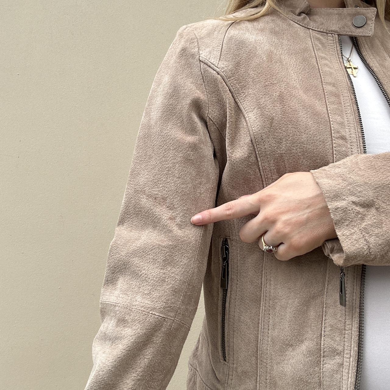 Vintage beige suede biker jacket