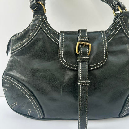 Vintage dark green leather bag
