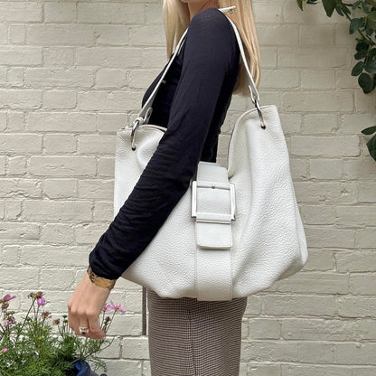 Vintage white leather handbag