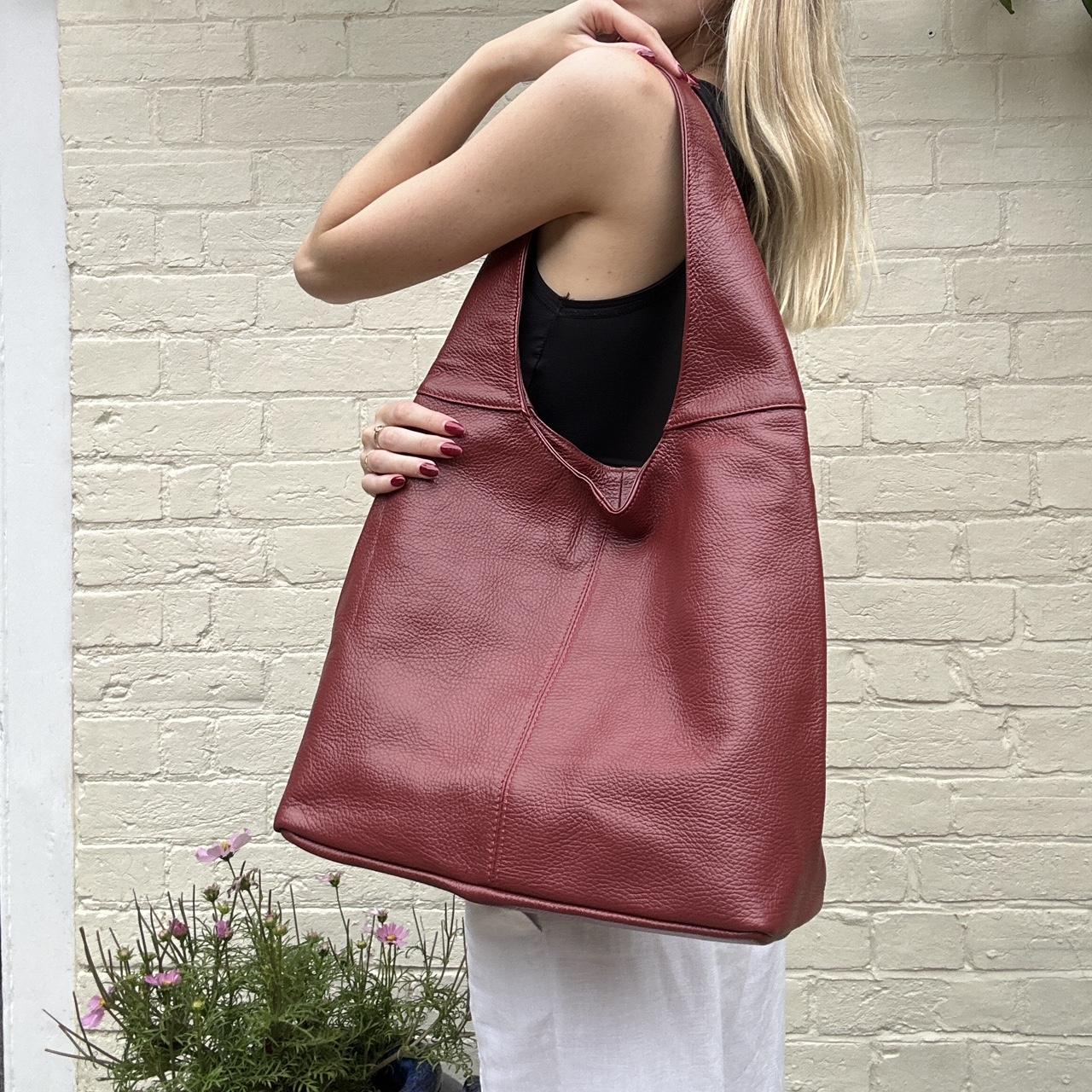 Leather burgundy slouch bag