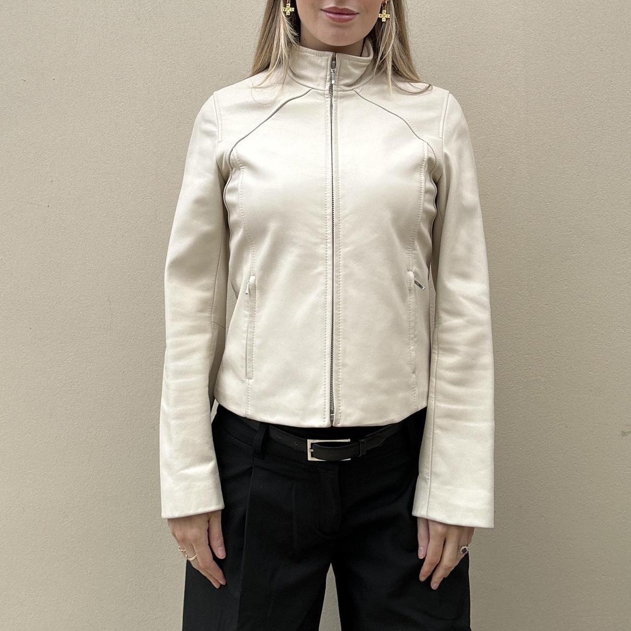 Vintage 00s cream leather jacket